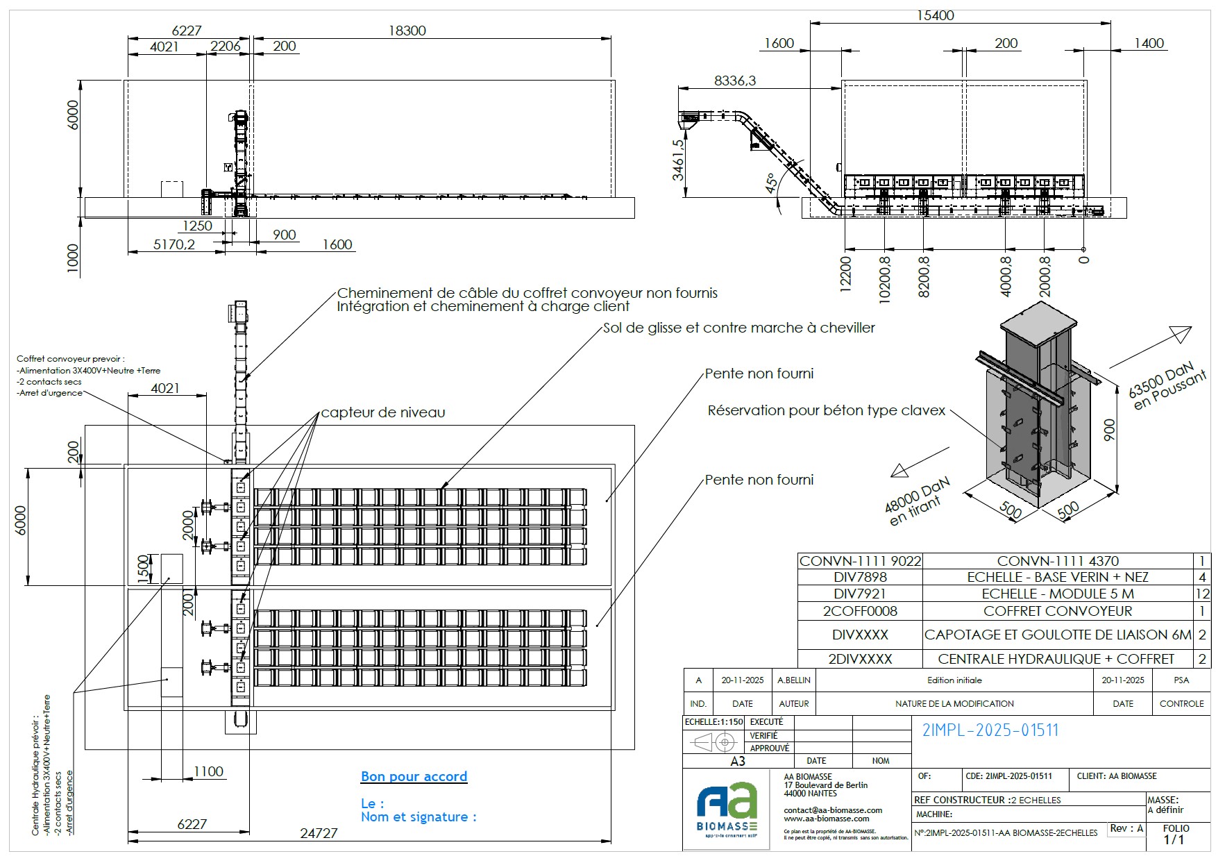 Implantation silo doubles échelles carrossables