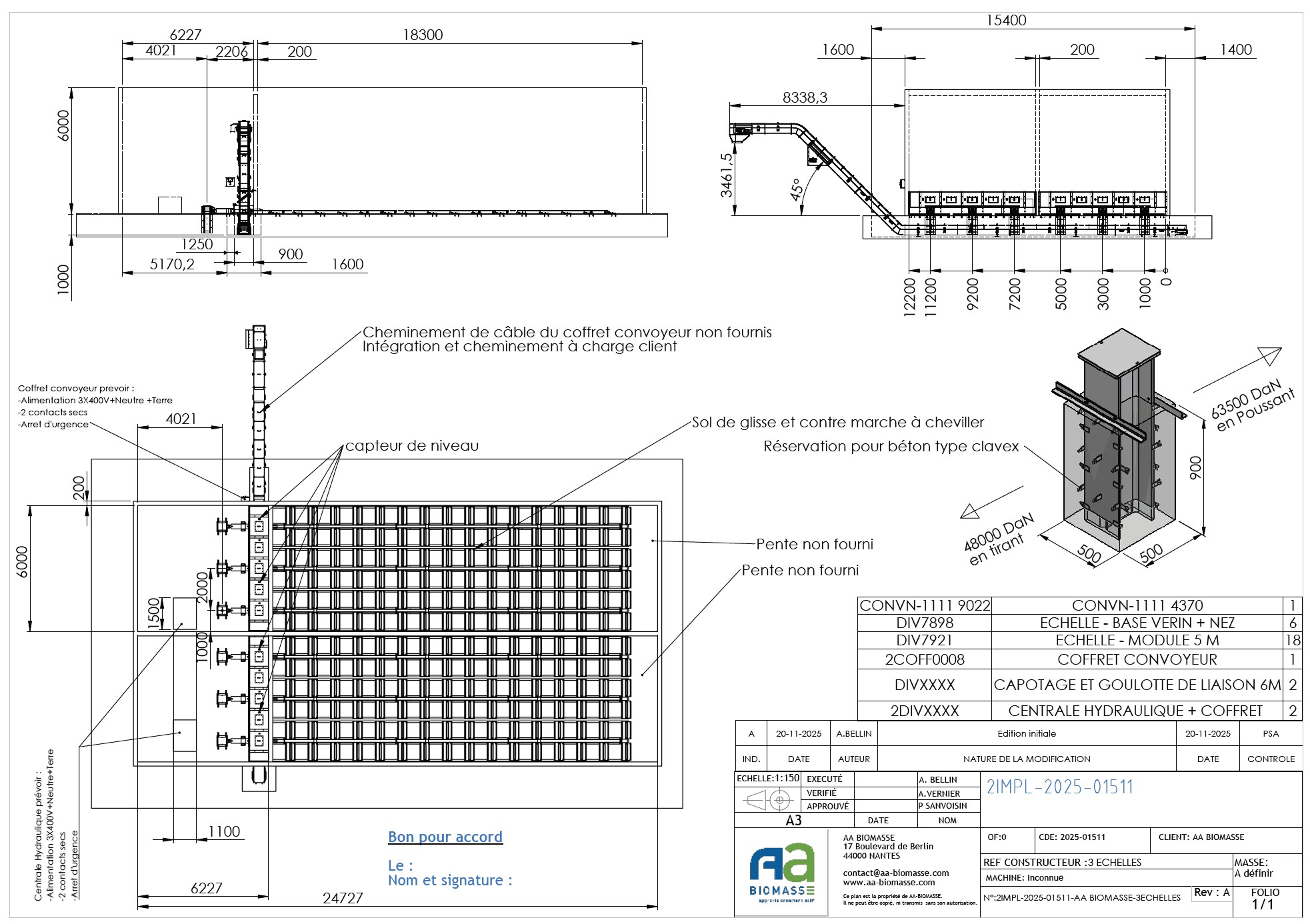 Implantation silo triples échelles carrossables